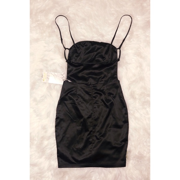 Oh Polly Black Satin Dress - Picture 5 of 5